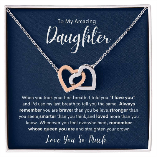 To My Amazing Daughter | Interlocking Hearts necklace